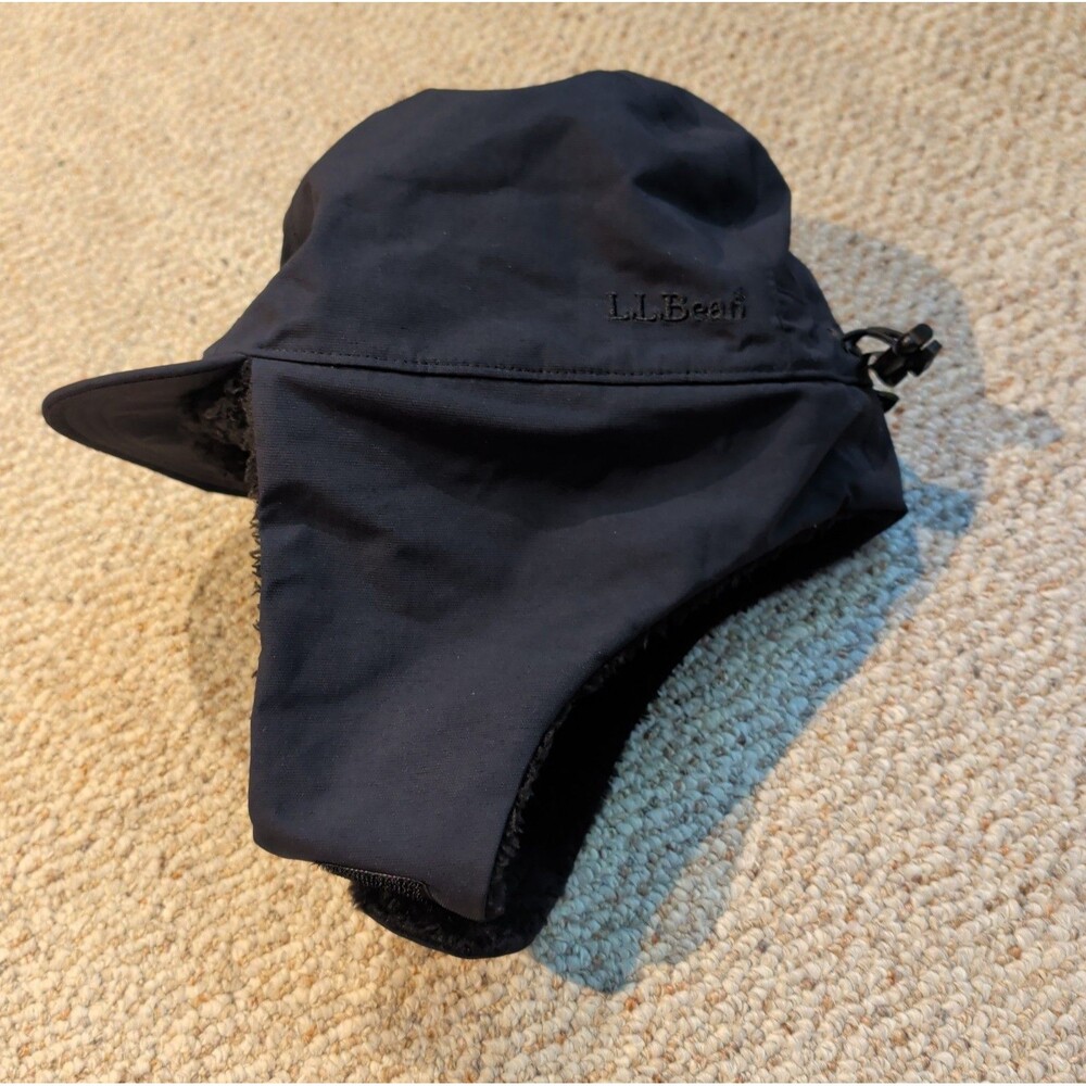 LL Bean Gore Tex Fleece Lined Trapper Hat XXL Black Outdoor Hunting Winter